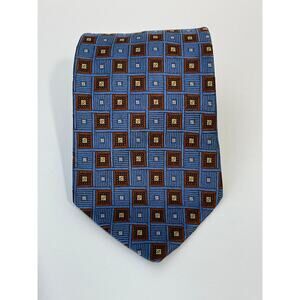 Brooks Brothers 346 Silk Necktie Blue Geometric Office Preppy Country Club